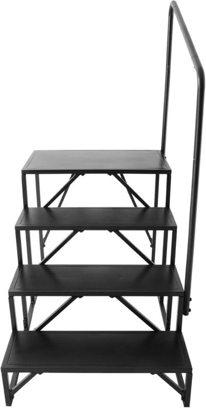 Mophorn 4-stufige Wohnmobil-Stufen, 200 kg Tragkraft, rutschfeste Treppe aus Karbonstahl, mit Handlauf, sicherer Einstie...