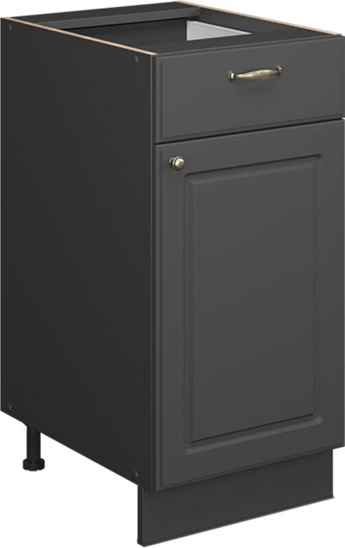 Küchenunterschrank Fame-Line, Anthrazit-Gold Landhaus, 40 cm , AP Anthrazit, Vicco