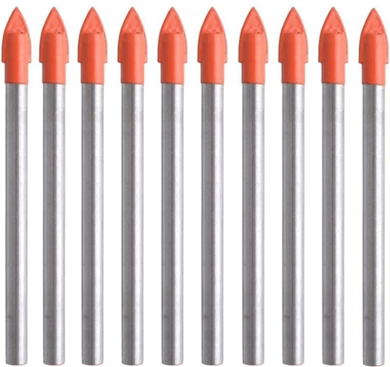 Memkey - 10 Stahlbohrer für Fliesen, Glas, Keramik, Marmor und Spiegel. 6 mm Wolframkarbidspitze für harte und zerbrechl...
