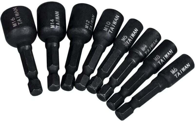 8-teiliger 1/4-Zoll-Sechskantschaft-Vierkantgewindebohrer-Maschinengewinde-Steckschlüsseladapter M4/M5/M6/M8/M10/M12/M14...