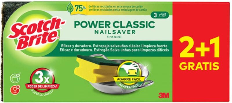 Spontex - Pack. 3 grüne Faser-Scheuerschwämme schonen Nägel7 100309866 Scotch Brite