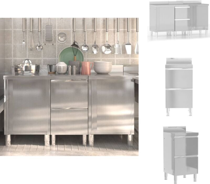 Vidaxl - Gastronomie - Living Gastro-Küchenschränke 3 Stk. Edelstahl
