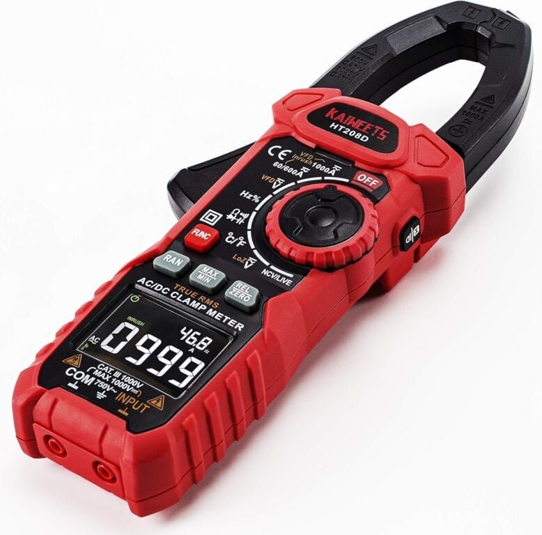 Amperemeter 1000A AC/DC-Stromzange, professionelles Echteffektiv-Stromzangenmessgerät, VFD, LOZ-Modus, Einschaltstrommes...