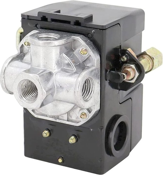 Tlily - Druckschalter, 4-Port-Luftkompressorschalter Ersatzsteuerung NPT1/4 95-125 psi 20A