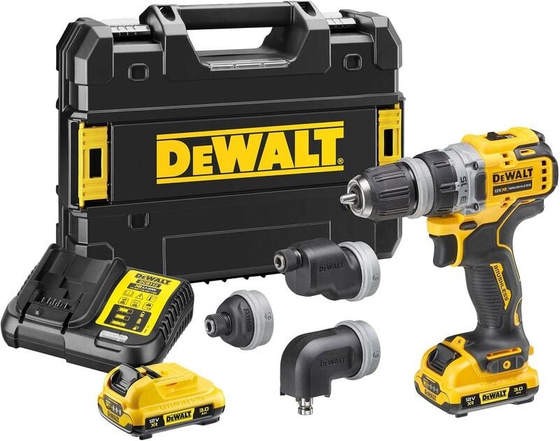 Thumbnail - Akku-Bohrschrauber 12V dcd 703 L2T-QW 4 Köpfe mit 2x 3,0 Ah Akkus in T-STAK-Box - Dewalt