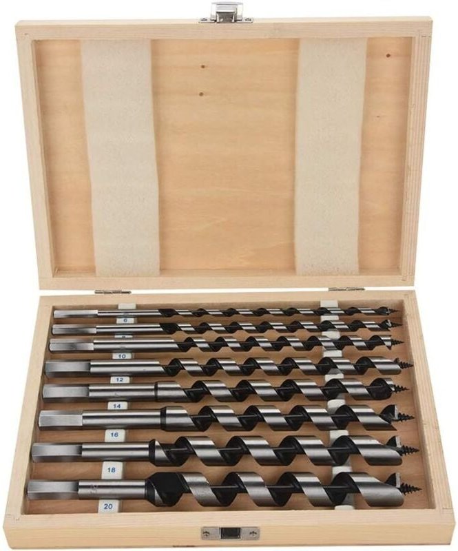 Thumbnail - HSS-Spiralbohrer für Holz, 8-teiliges Set, Holzbohrer, Karbonstahl, Spiralbohrer für Holz, Länge 230 mm, Durchmesser 6 m...