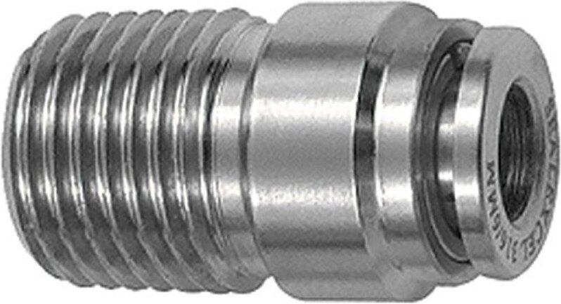 Gerade Steckverschr., rund, r 1/2 a., Schlauch ø 16, es 1.4404 - Riegler