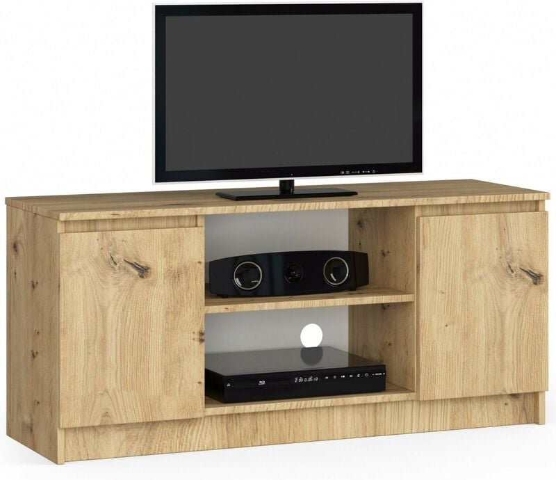 Thumbnail - TV Schrank AKORD Fernsehkommode 120 cm Eiche Artisan 2 Türen 2 Ebenen B120 x H55 x T40 cm