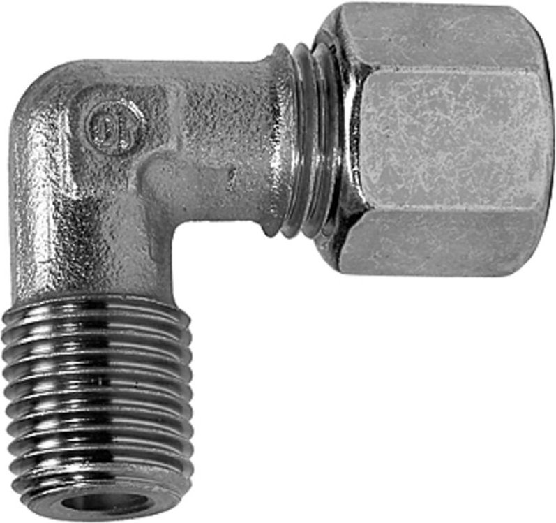 Riegler Winkel-Einschraubverschraubung, R 1/2 a., Rohr-Ø 12, Stahl verz.