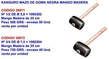 Rubi - Kanguro Gummihammer Schwarzer Gummi 3/4750 gr 7,5 88553