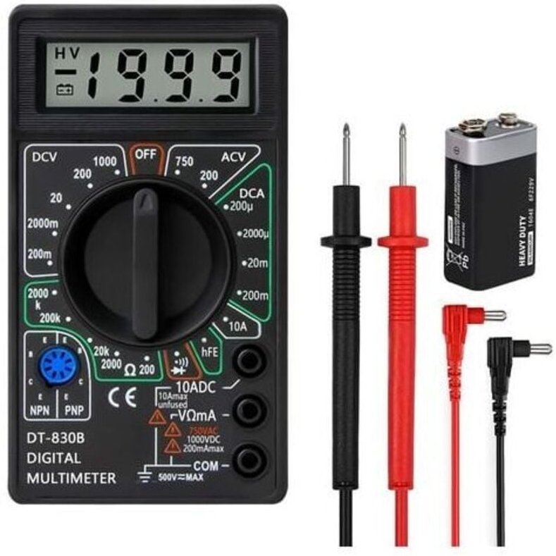 Mumu - Professionelles Digitalmultimeter, Polymeter zur Durchgangsmessung, Voltmeter, Amperemeter, Ohmmeter, Gleichspann...