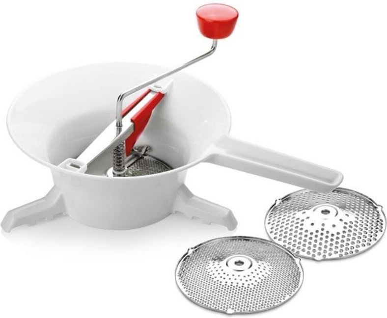 Handy'-Passiergerät Ø16-26cm aus Edelstahl und weißem Kunststoff (inkl. großem Rührbesen und 2 Scheiben)