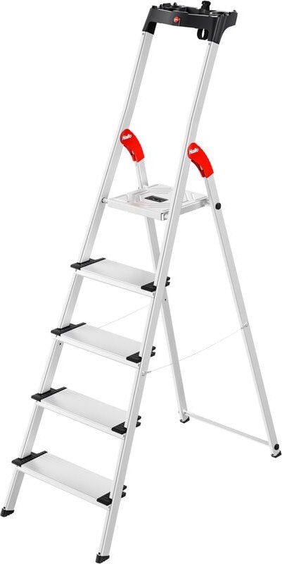 Stufenstehleiter L80 Comfortline 5 Stufen Aluminium Gesamthöhe 1840 mm Tragfähigkeit 150 kg