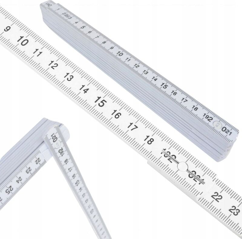 Faltbares Maßband aus Kunststoff, 2 m, doppelseitiges Lineal, weiß