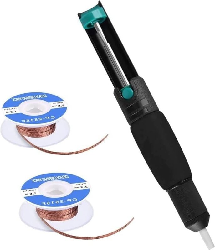 Lötsauger-Vakuumpumpe, Entlötpumpe, leistungsstarke Entlötsaugpumpe mit 2 Saugdrähten für die Reparatur von Elektrogerät...