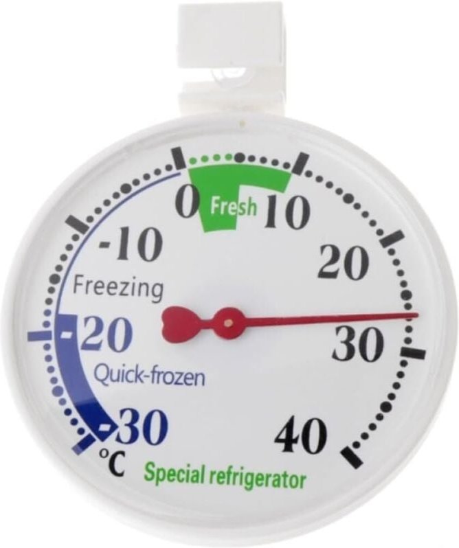 Qiyao - Thermomètre de réfrigérateur à grand cadran, appareil de mesure de la température avec ventouse, 2 Pièces