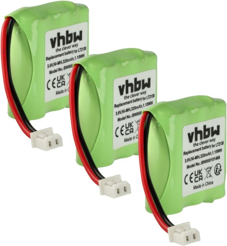 Vhbw - 3x Akku Ersatz für Loewe LT2130 für schnurlos Festnetz Telefon (320mAh, 3,6V, NiMH)