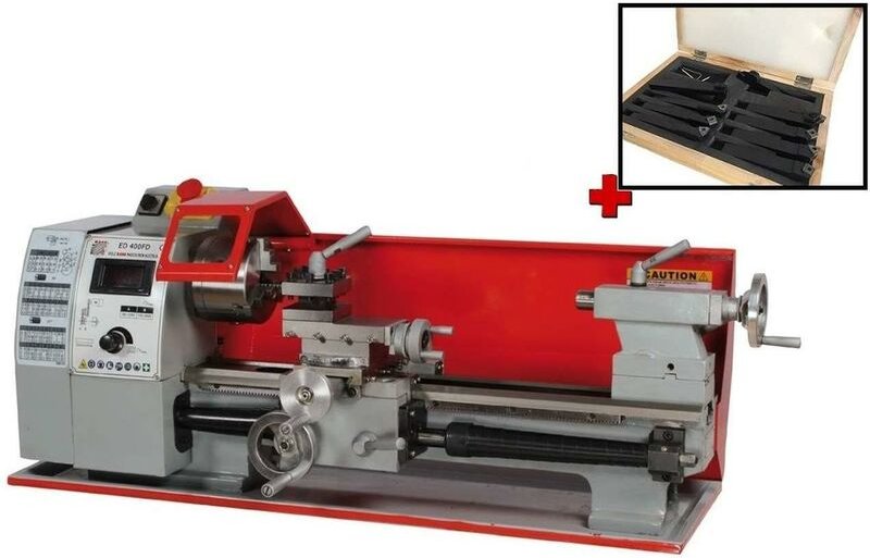 Holzmann - metalldrehbank variable geschwindigkeit ED400FD + drehstahl satz 9TLG10