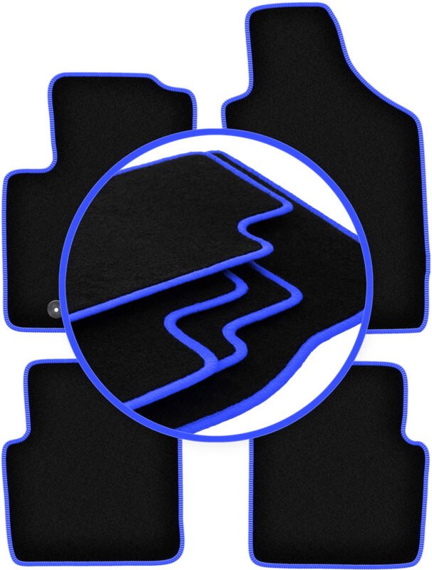 CARLUX-BLUE Autofußmatten für: Fiat 500 Cabrio, Schrägheck (2007-2013)