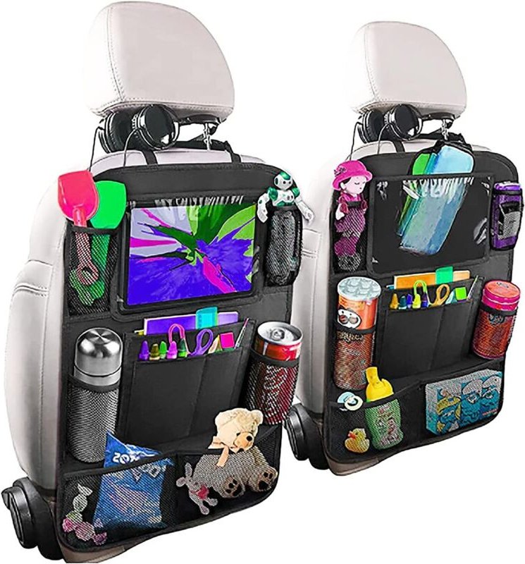 Thumbnail - Auto-Organizer für Kinder, 2-teiliges Auto-Aufbewahrungsset für den Autoinnenraum, 10 Taschen, transparenter Tablet-Halt...