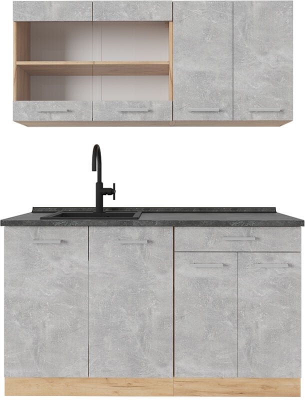 Thumbnail - Vicco - Single küche R-Line, Beton/Goldkraft Eiche, 140 cm , ap Anthrazit