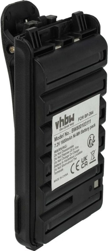 vhbw 1x Akku Ersatz für Icom BP-264 für Funkgerät, Walkie Talkie (1600 mAh, 7,2 V, NiMH) + Gürtelclip