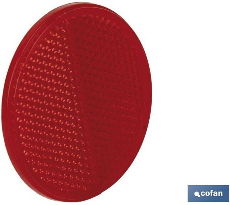 Cofan - Runder Reflektor mit Kleber zur Befestigung an Fahrzeugen Ø55mm aus rotem pmma