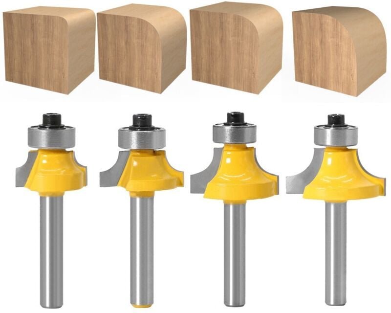 4 Stück Rundfräser mit 6 mm Schaft, Hartmetall-Lagerfräser für die Holzbearbeitung – Werkzeugzubehör und Verbrauchsmater...