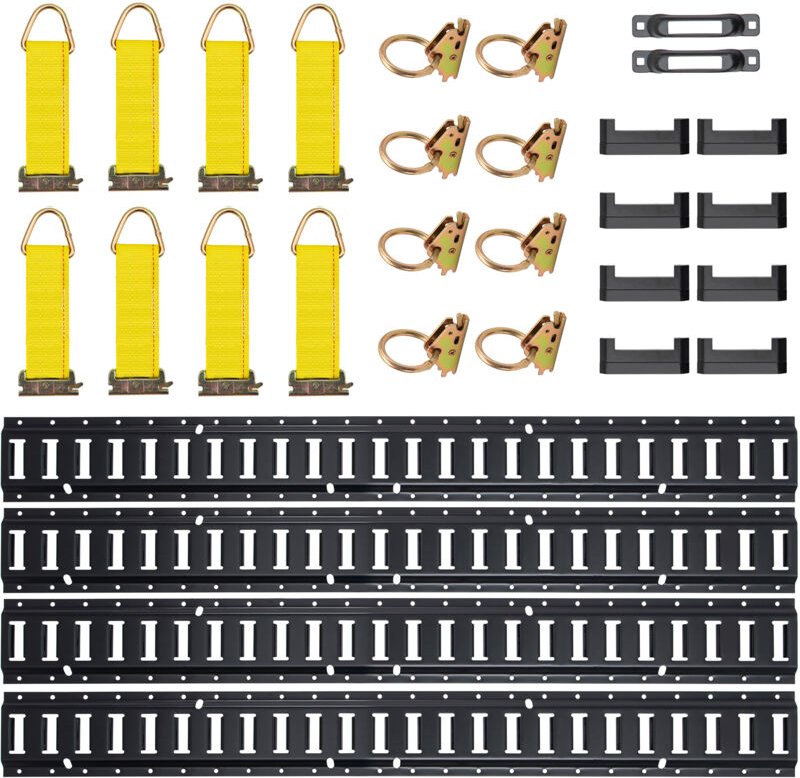 Thumbnail - E Track Tie-Down Rail Kit, 30PCS 5FT Set, enthält 4 Stahlschienen, 2 einzelne Schlitze, 8 O-Ringe, 8 Tie-Offs mit D-Ring...