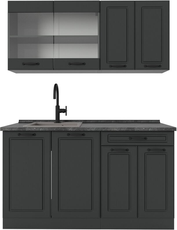 Thumbnail - Vicco - Singleküche R-Line, Anthrazit Landhaus/Anthrazit, 140 cm , ap Anthrazit