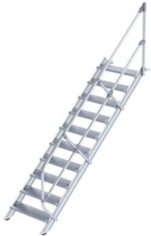 Günzburger Steigtechnik - Treppe 45° Stufenbreite 800 mm 10 Stufen Aluminium geriffelt - 600270