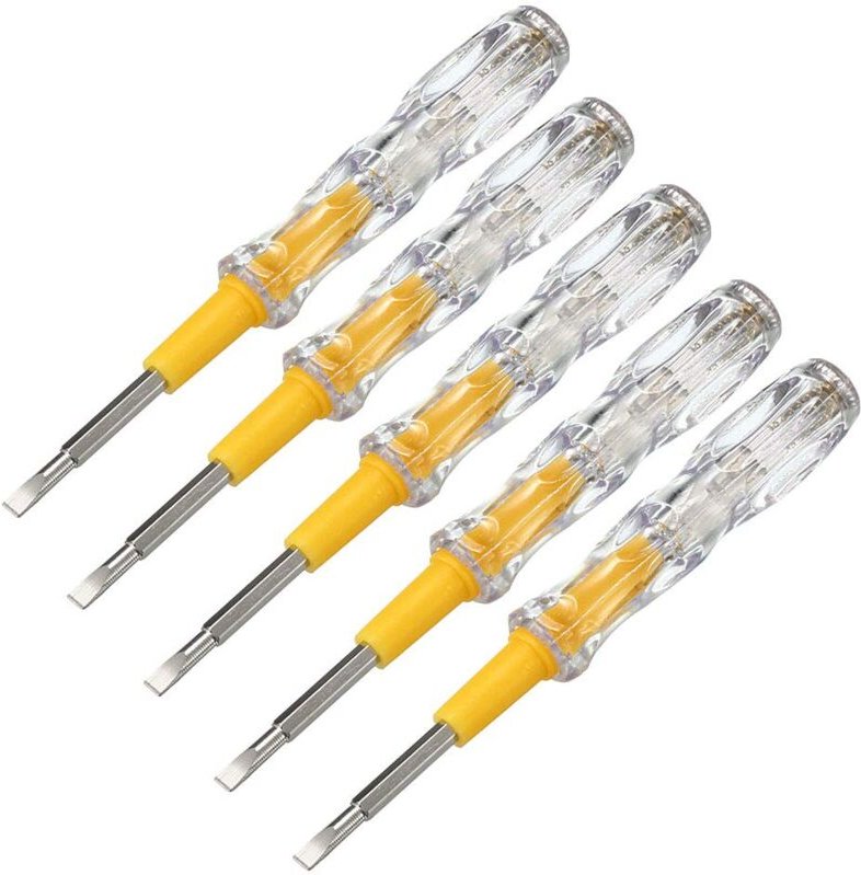 Csparkv - Schraubendreher-Stift-Spannungsprüfer, 100–500 v, Stromkreisdetektor, Lichtröhre, 10 Stück, transparent + gelb