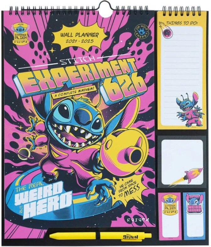 Niedlicher Wandkalender 2024/2025 Spiralkalender mit Aufhängehaken, 3 Notizblöcken und einem Stift