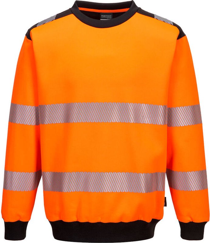 Rundhals-Sweatshirt PW3 Hochsichtbarkeit Orange/Schwarz S