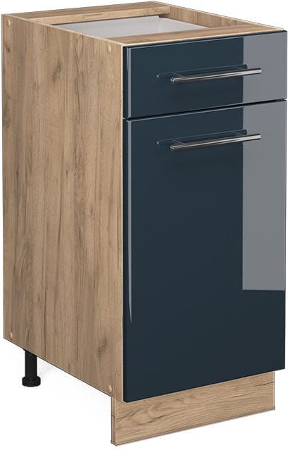 Vicco - Küchenschränke Fame-Line, Dunkelblau Hochglanz, 40 cm ohne Arbeitsplatte