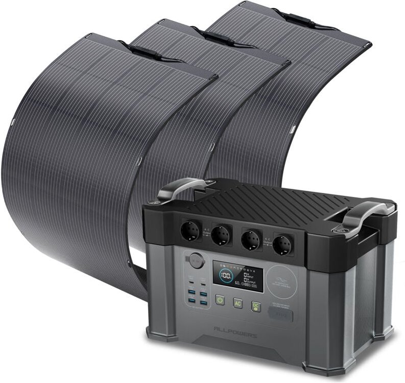 S2000 Pro Tragbares Powerstation mit 3 x 200W Flexibles Solar Panel 1451Wh 2400W (4000W Spitzenwert) akku Solargenerator...