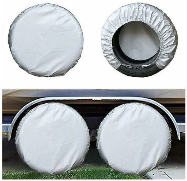 Anhänger-Reifenabdeckungen, Korrosionsschutz, 4er-Set, wasserdichte Reifenabdeckungen für Reserverad, Camper, Silber, S
