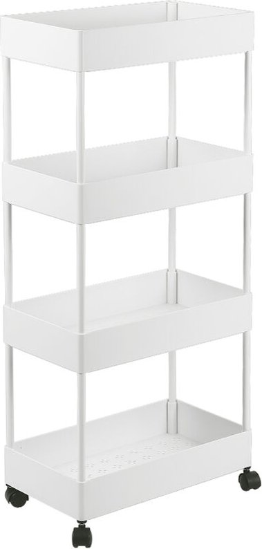 Küchenwagen Rollwagen Aufbewahrungswagen für Bad/Küche/Büro mit 4 Etagen (Schwarz) (Weiß)