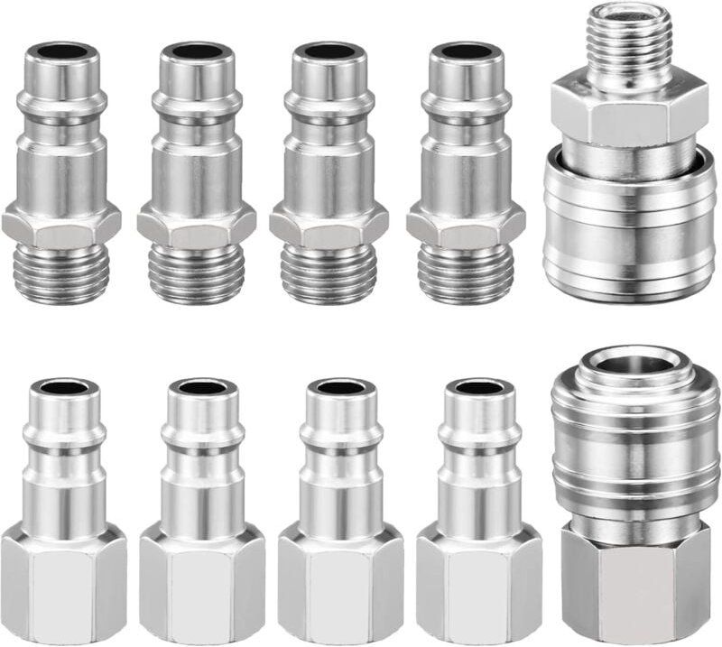 Pneumatische Schnellkupplung 1/4 Zoll bsp, 10 Stück europäischer Luftkompressor-Anschluss, Kompressor-Anschluss für Pneu...