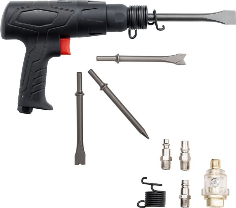 Mophorn Druckluft-Meißelhammer, 2500–2700 BPM, pneumatischer Hammer mit 70 mm Hub & 4 Meißeln à 170 mm Länge, kompakter ...