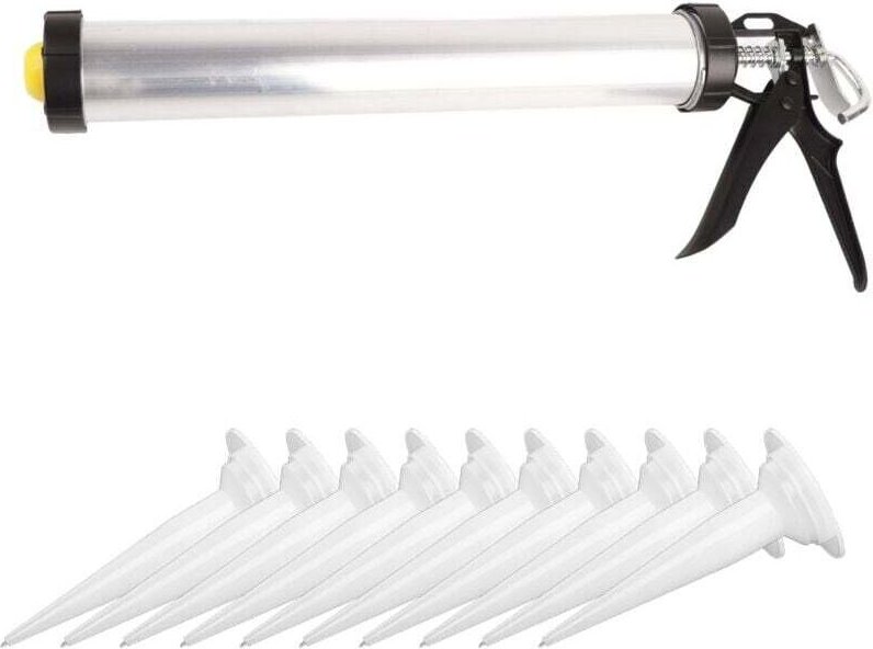 Decdeal 600 ml Silikon-Kartuschenpistole mit Aluminiumrohr mit 10 Düsen