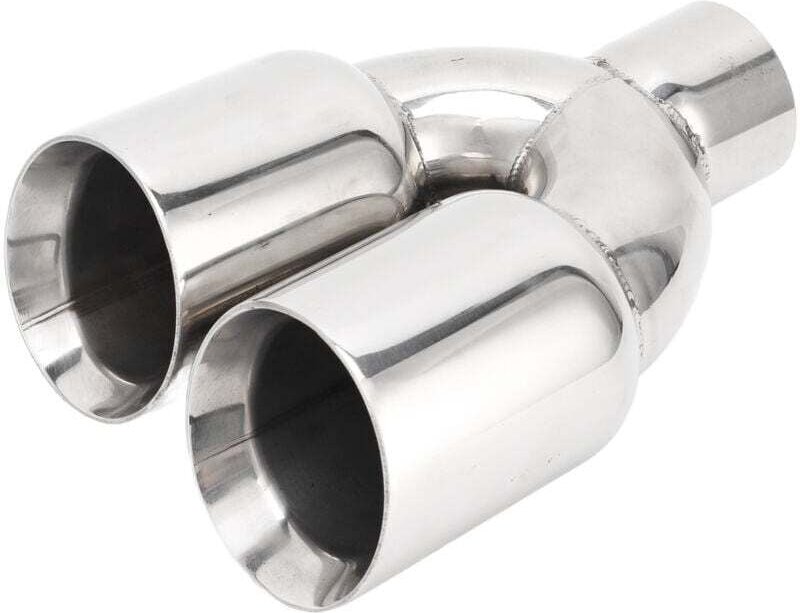Thumbnail - 63x89mm Auto Dual Auspuff Spitze Edelstahl Silber Schweißen Auf Auspuffrohr Universal Y Form Für Autos