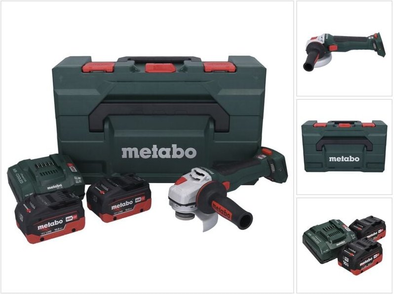 Metabo WB 18 LT BL 11-125 Quick Akku Winkelschleifer 18 V 125 mm Brushless + 2x Akku 10,0 Ah + Ladegerät + metaBOX