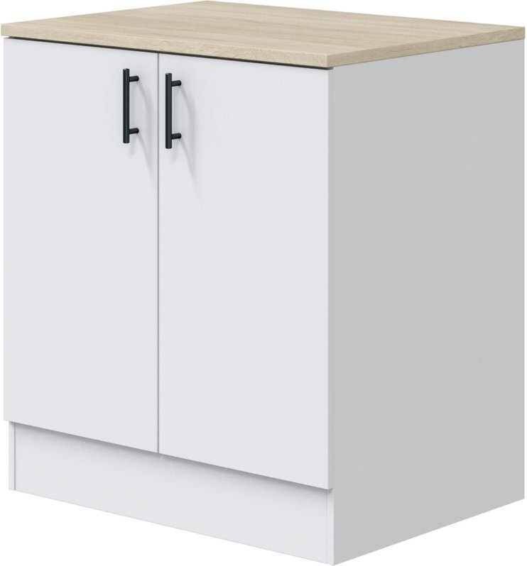Unterschrank Spüle 80 cm mit zwei Türen weiß - Chiria