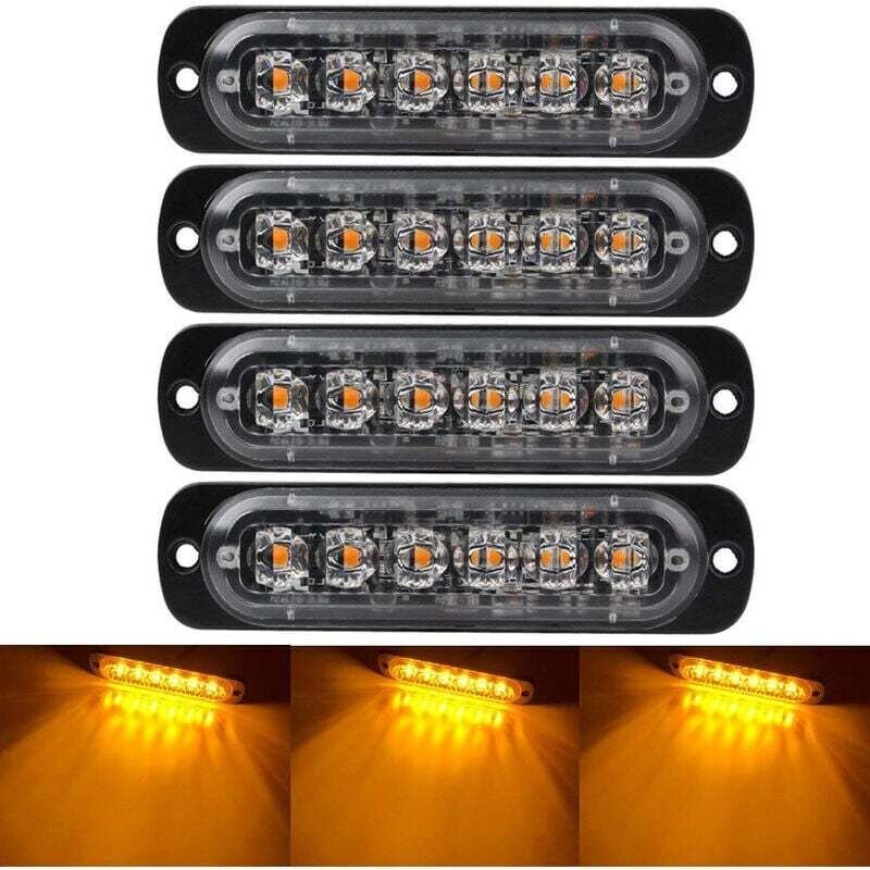 Feux d'avertissement d'urgence pour véhicules 4pcs feux d'urgence pour camions, 6 LED à montage en surface étanches