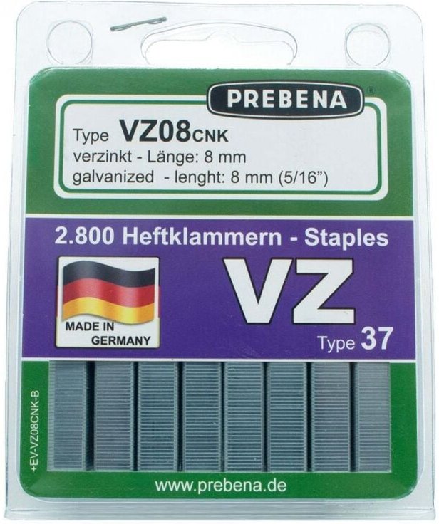 Prebena Heftklammern 8 mm verzinkt im Blister - VZ08CNK-B