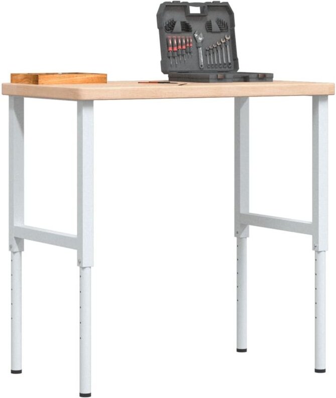 Vidaxl - Werkbank 100x60x(73-99,5) cm Massivholz Eiche Rechteckig