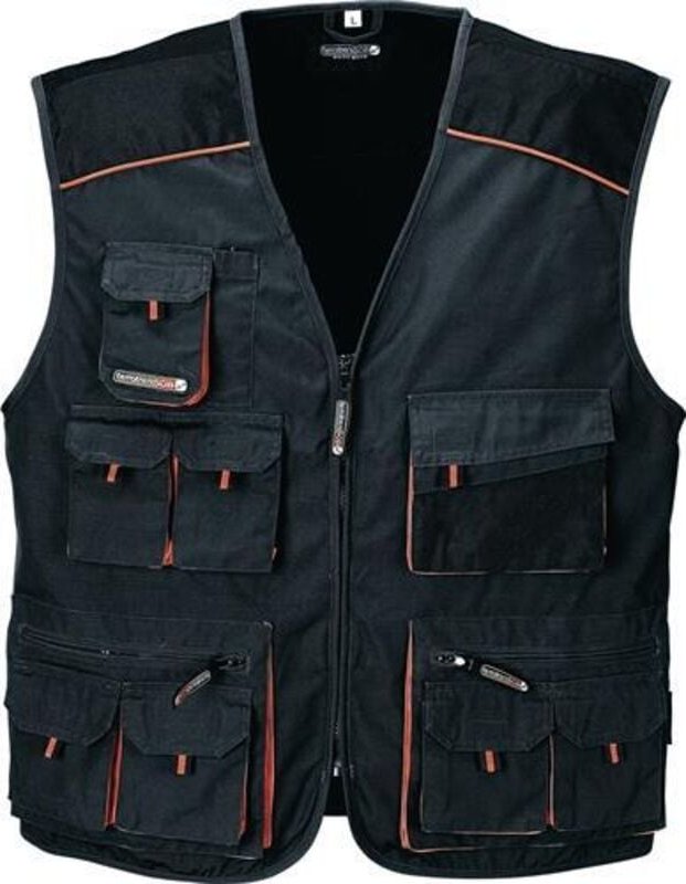 Weste Größe 50 dunkelgrau/schwarz/orange