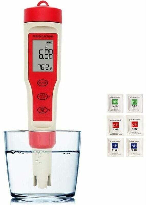 PH-Meter, PH/TDS/EC/Temperatur-Leitfähigkeitsmessgerät, hochpräzise automatische Kalibrierung, digital für Schwimmbecken...