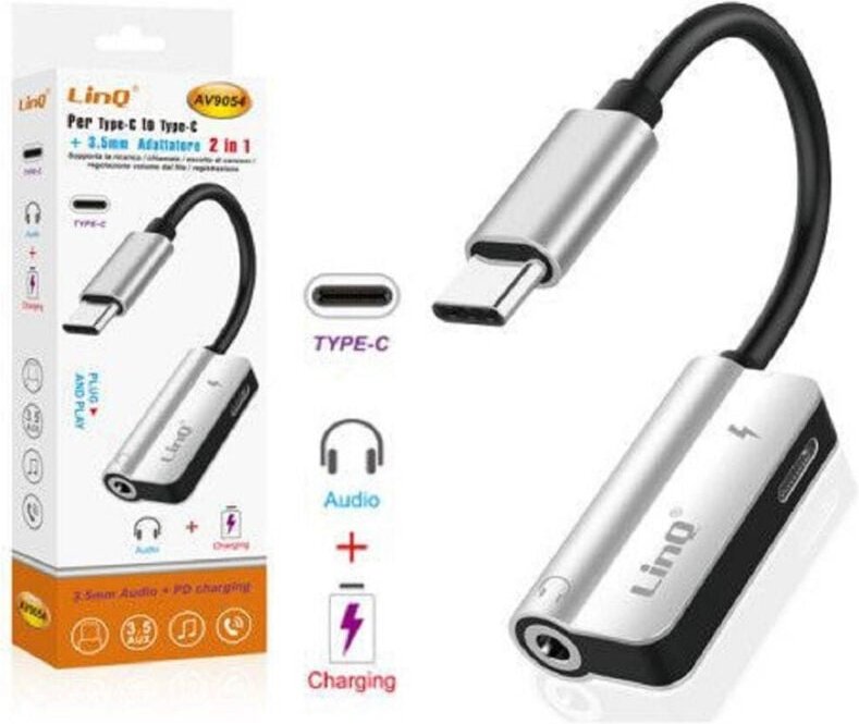 Trade Shop Traesio - Trade Shop - 2-in-1-PD-Ladeadapter Typ c auf Typ c + 3,5-mm-Audiobuchse für Kopfhörer AV9054 -